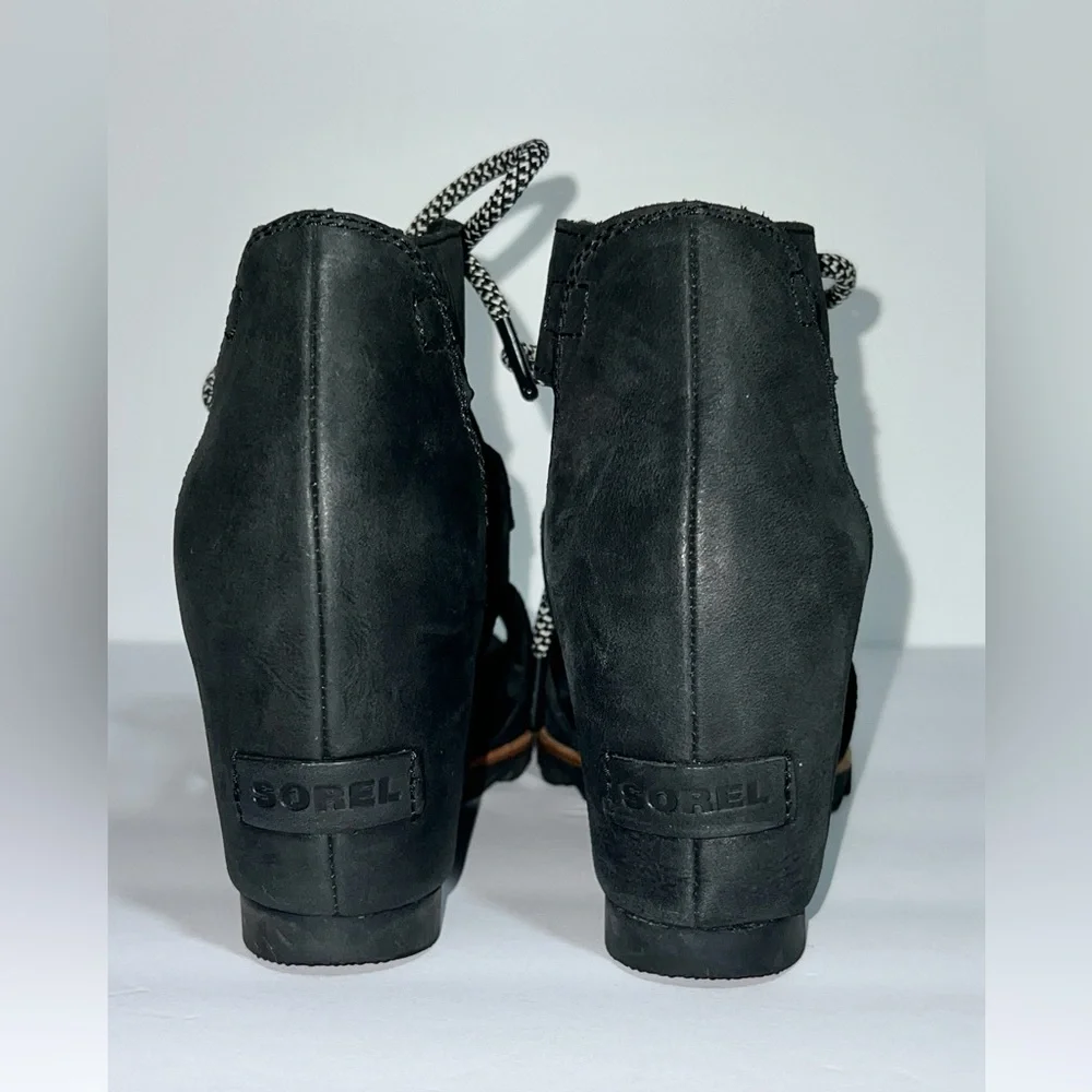 Sorel Women's‎ Leather Joanie Lace Sandal Sz 9 In Black